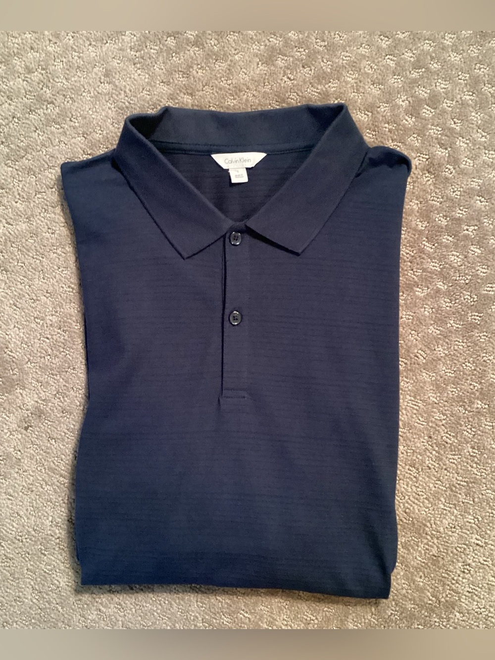 Calvin Klein Men's Navy Polo/Golf Shirt, 2 button, collar, short sleeve, Large